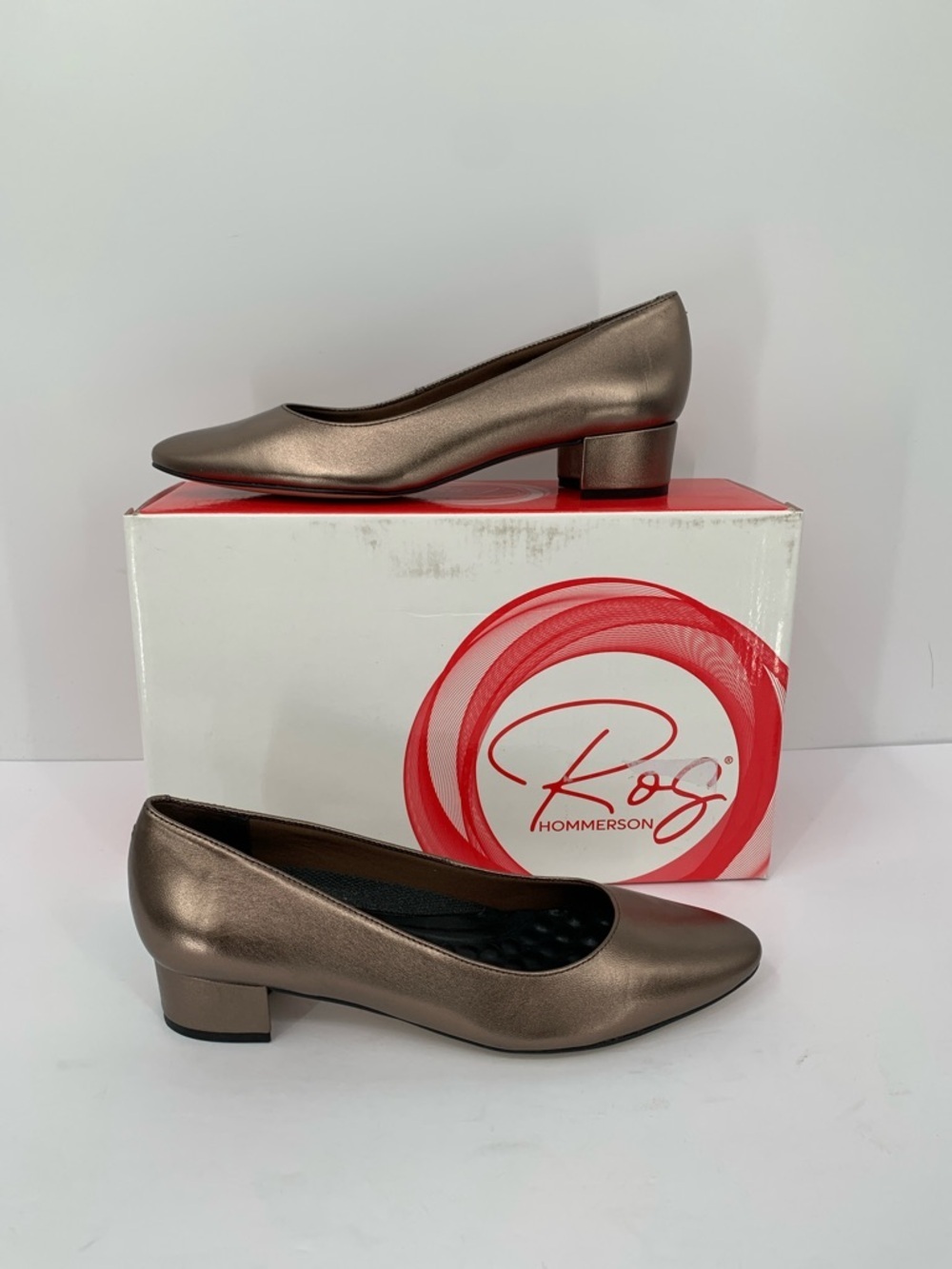 Ros Hommerson Heidi II pump shoe bronze metallic leather new 7.5 NARROW 7.5N